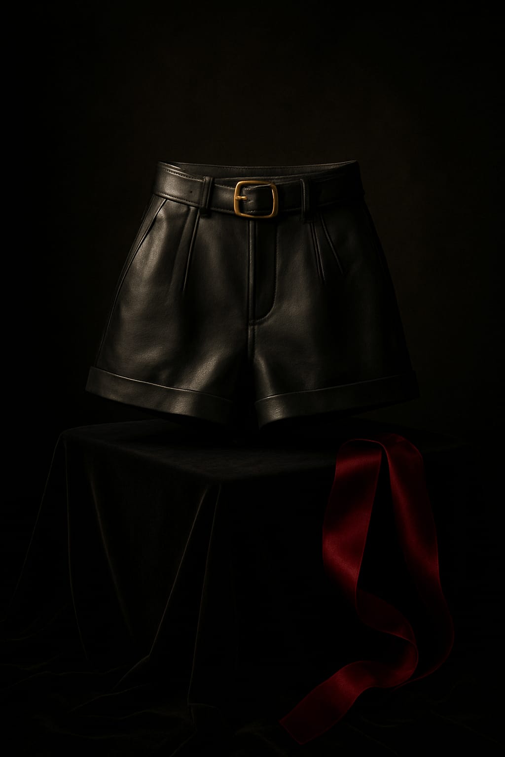 Leather Lace-Up Shorts