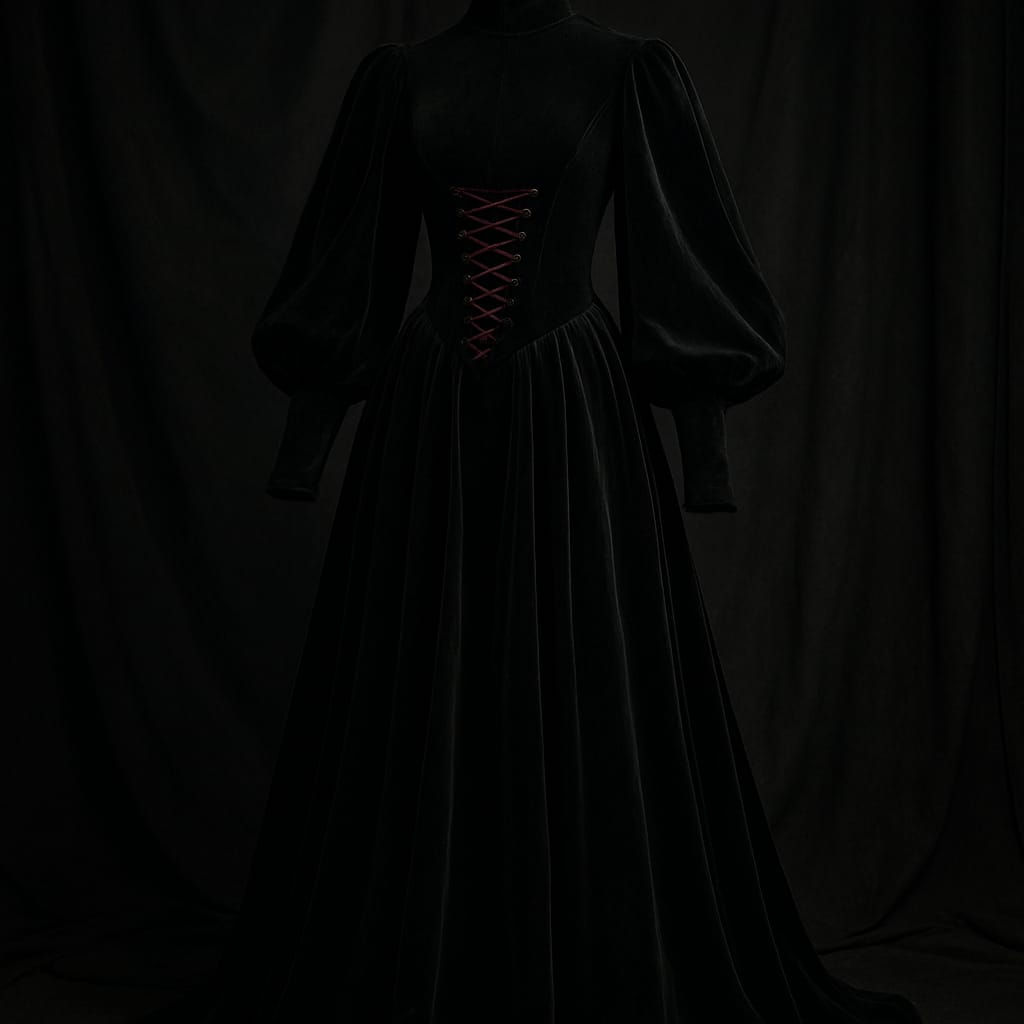 Velvet Bishop-Sleeve Dress