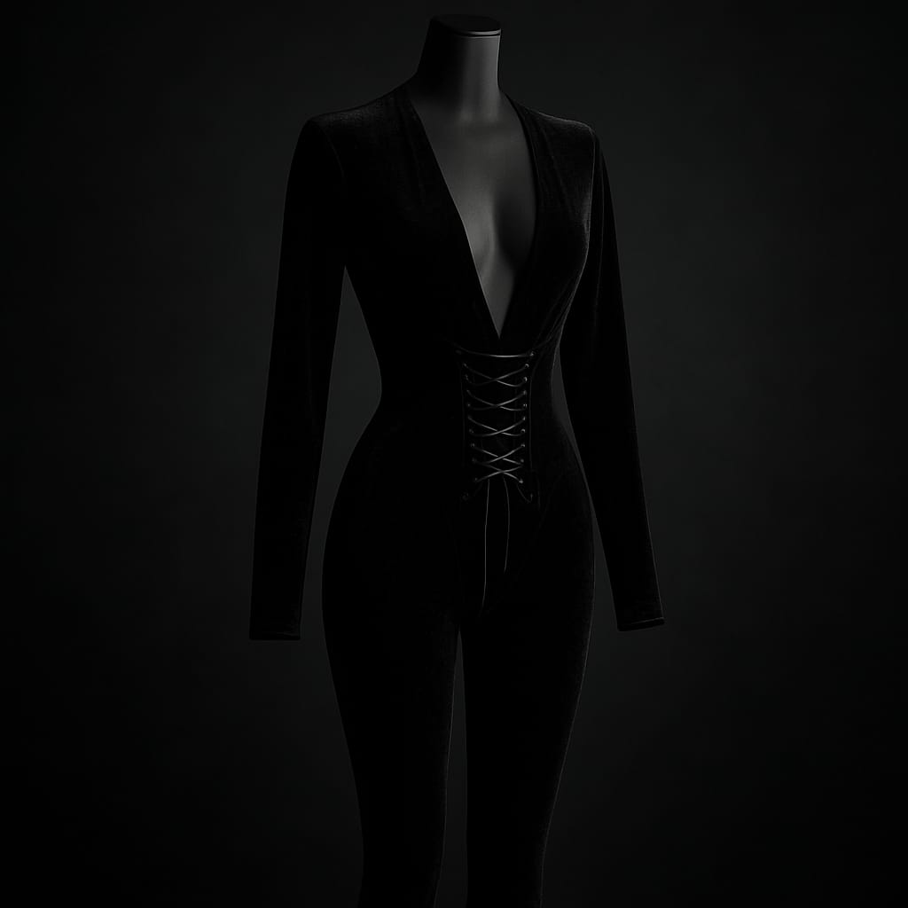 Velvet Lace-Up Catsuit